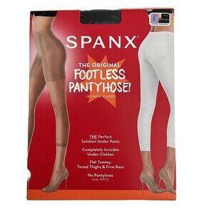 SPANX Footless Pantyhouse Power Capri Black Size E Under Pants 195 - 235lbs